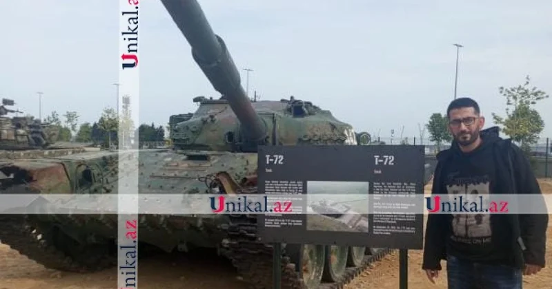 Aqarunov əmisinin Şuşada vurduğu tankın qarşısında FOTO