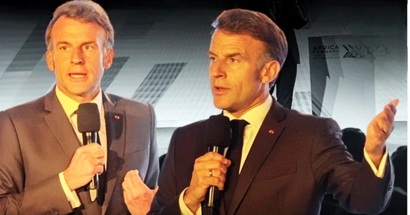 Makron səhnəyə çıxıb iştirakçılara qışqırdı: Ölkəsindən tənqidlər aldı