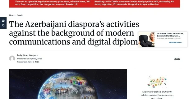 Macarıstanda Azərbaycan diasporu haqqında məqalə çıxıb