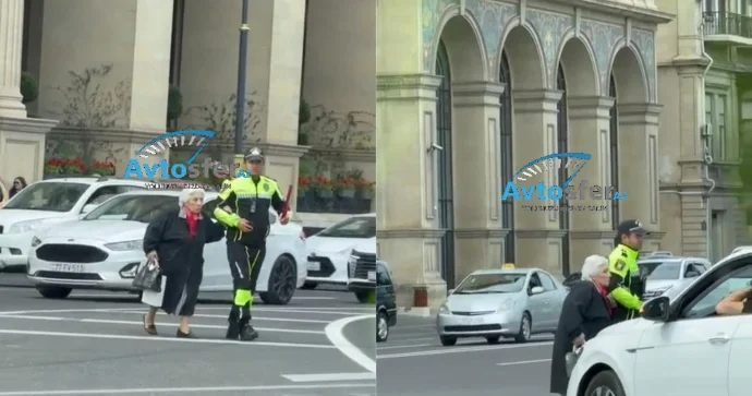 Yaşlı piyada qayda pozdu; yol polisi cərimə yox, kömək etdi VİDEO