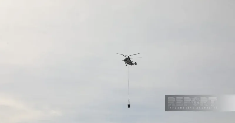 Lökbatandakı güclü yanğının söndürülməsinə helikopter cəlb olunub