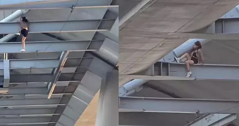 Qadın körpüdə ölümə bir addım qala xilas oldu FOTO
