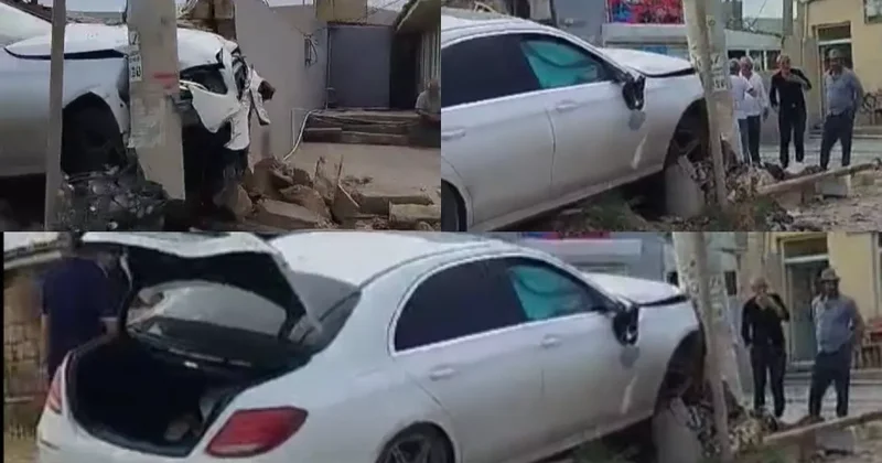 В Гобу Mercedes влетел в каменный забор Видео