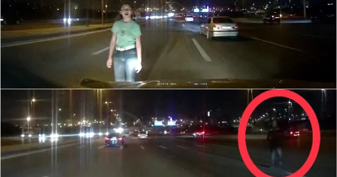 Prospektdə təhlükəli anlar: Yolun ortasında gəzən qız və oğlan özlərini maşınların önünə atdı VİDEO