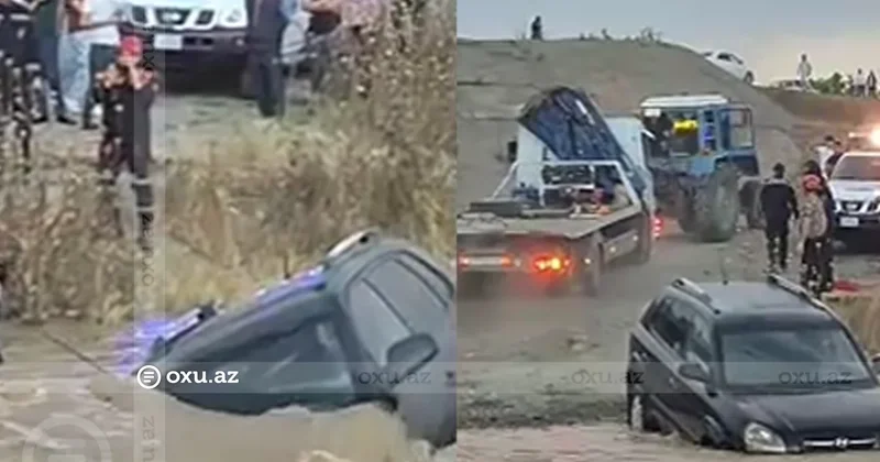 Ağdamda avtomobil çaya aşıb VİDEO KONKRET