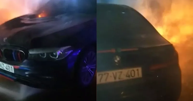 В Хатаинском районе загорелся BMW ВИДЕО