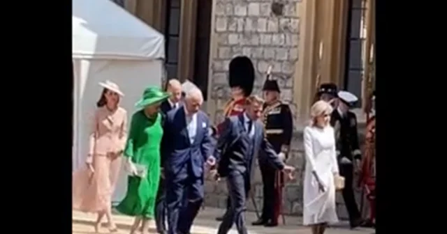 Makronun arvadı III Çarlzın qarşısında ərinin əlini tutmaqdan imtina edib...