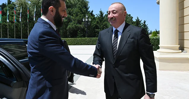 Prezidentin Əl Şaraa ilə geniş tərkibdə görüşü keçirilir Fotolar