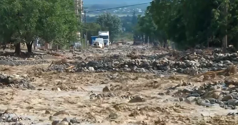 Gürcüstanda sel fəlakəti Telavi su altında qaldı+Video