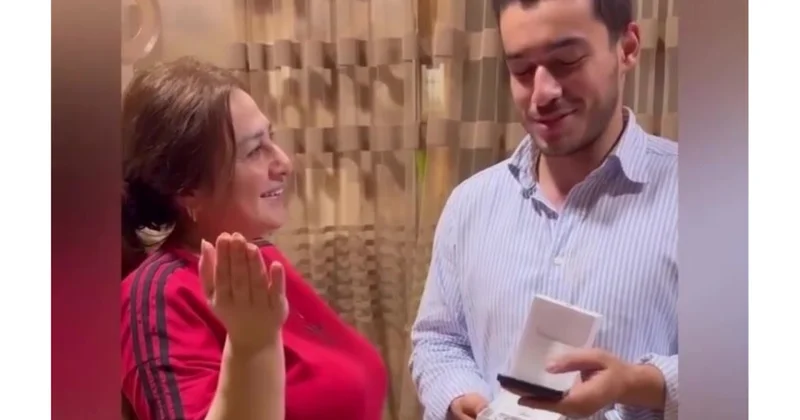 Oğlun bahalı hədiyyəsi ananı kövrəltdi (Video)