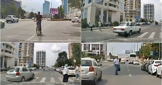 Bu videoda qayda pozmayan yoxdur Velosipedçi, piyada və sürücülər xaos yaradır VİDEO