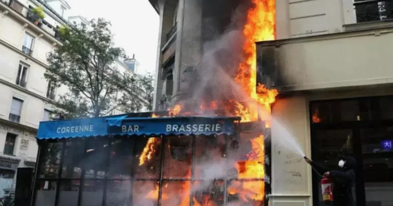 BFMTV: Во Франции причиной пожара в ресторане стала полицейская граната Видео