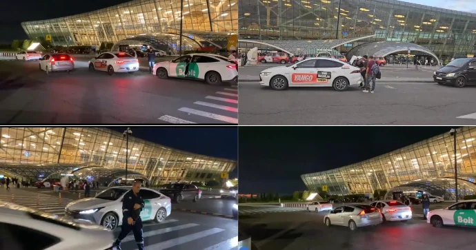 Aeroporta taksilərin buraxılmaması yalan çıxdı REAL VİDEO