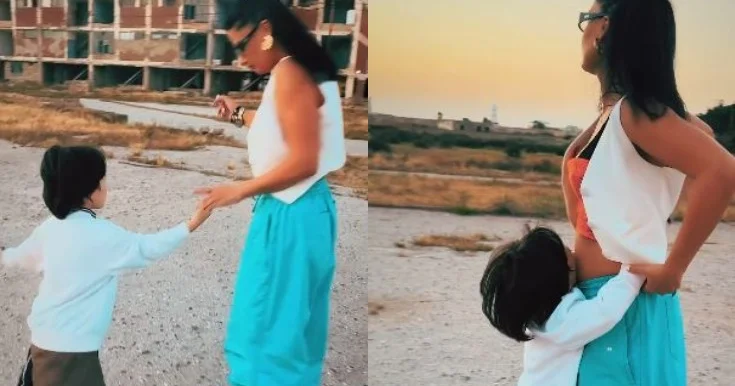 Natavanın oğlu ilə əyləncəsi Video