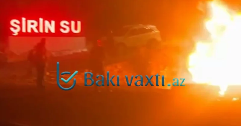 İsmayıllıda ağır qəza: Mercedes yandı VİDEO