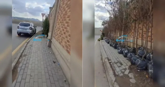 Sultəpədə səki problemi: Piyadalar çətinliklə hərəkət edir VİDEO