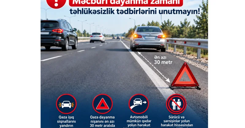 BDYPİ dən sürücülərə çağırış: Məcburi dayanma zamanı təhlükəsizlik tədbirlərini unutmayın