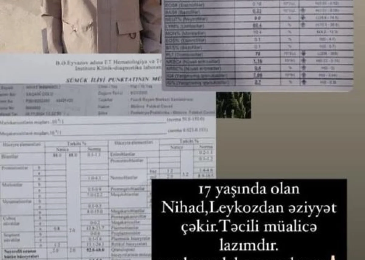 17 yaşlı Nihad leykozdan əziyyət ÇƏKİR