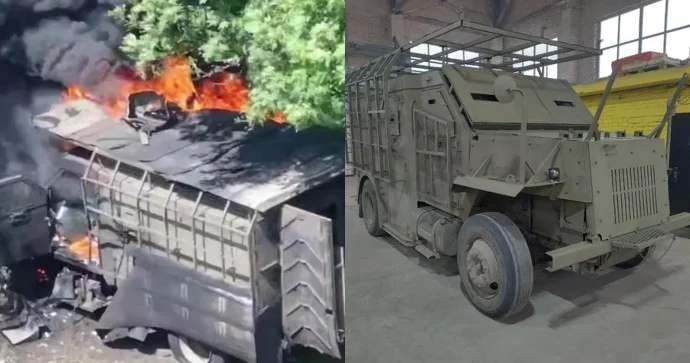 Ruslar Ukraynaya inkasator avtomobili ilə hücuma keçiblər FOTO