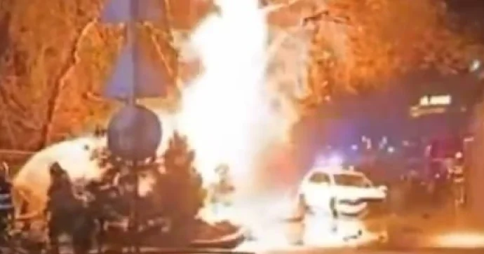 Bakıda Porsche nin düşdüyü qəzada baş verən GÜCLÜ YANĞININ GÖRÜNTÜSÜ VİDEO YENİLƏNİB