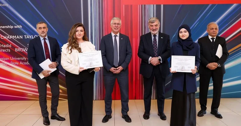 Böyük Britaniyanın Bakıdakı səfirliyi Women in Architecture Competition müsabiqəsinin qaliblərini mükafatlandırıb FOTO