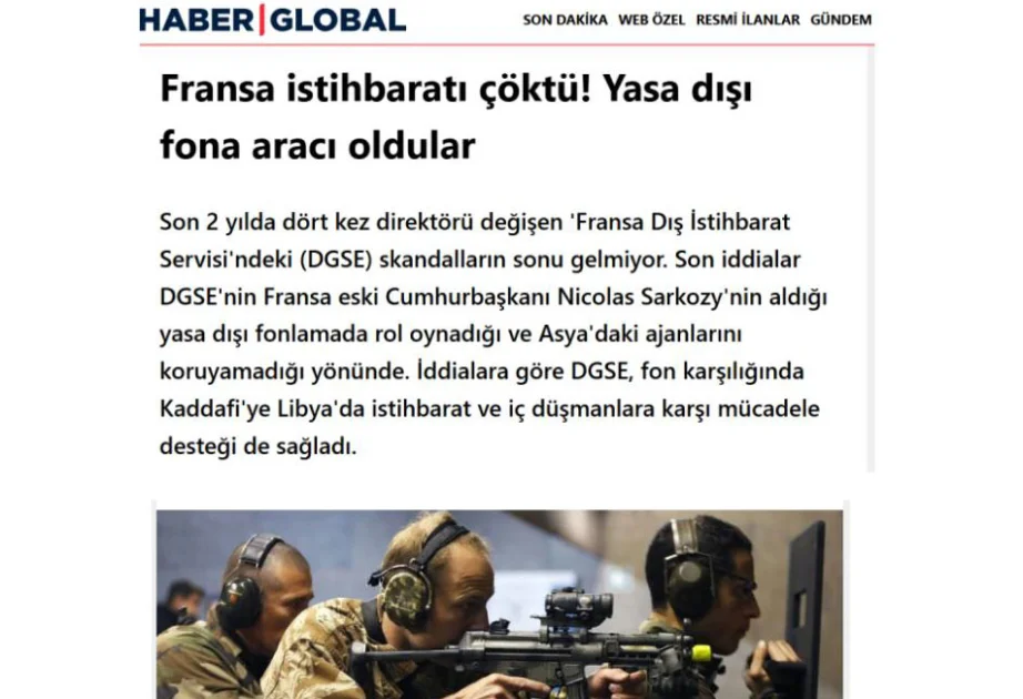 “Haber Global”: Qeyrileqal maliyyə əməliyyatlarının mənbəyinə çevrilən Fransanın kəşfiyyat xidməti iflasa uğrayıb AZƏRTAC