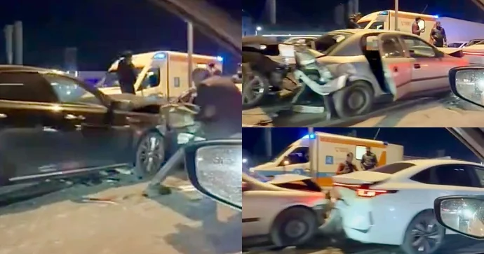 Bakı Quba yolunda üç maşın toqquşdu, yaralılar var VİDEO