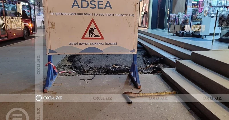 Bakıda yeni asfalt çəkilən ərazi bir gün sonra TAMAMİLƏ ÇÖKDÜ FOTO