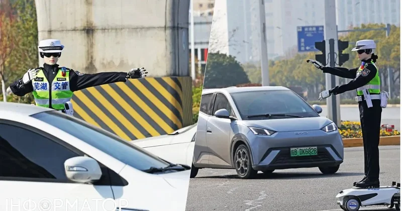 Çində robot YOL POLİSLƏRİ FOTO