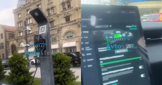 Elektromobilini şarj etdirmək üçün 2 saatdan çox gözləməli oldu VİDEO