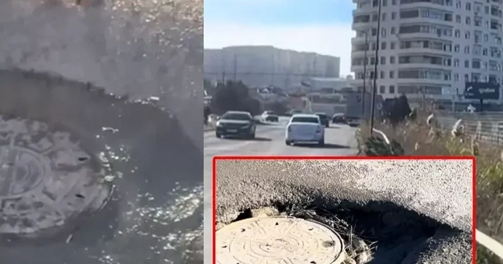 В Хырдалане устранен риск для автомобилей: канализационный люк посреди дороги приведен в норму