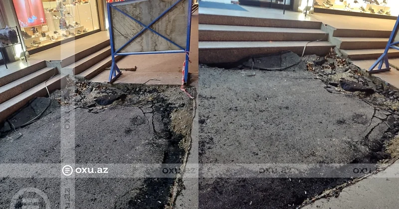 Bakıda asfalt çökdü FOTO