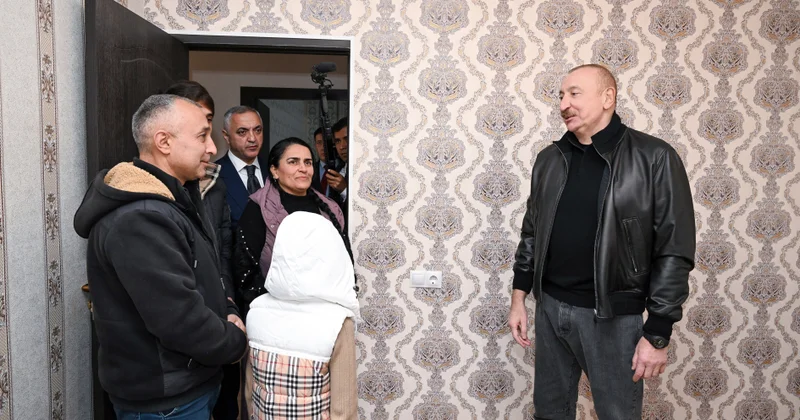 İlham Əliyev Heyvalı kəndinə köçən Abbasovlar ailəsinin EVİNDƏ FOTO