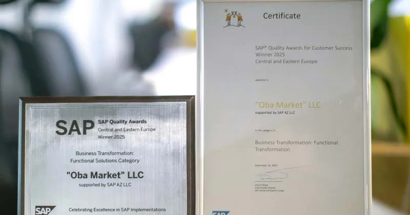 OBA beynəxalq SAP Quality Awards 2025 mükafatının qalibi oldu (FOTO)