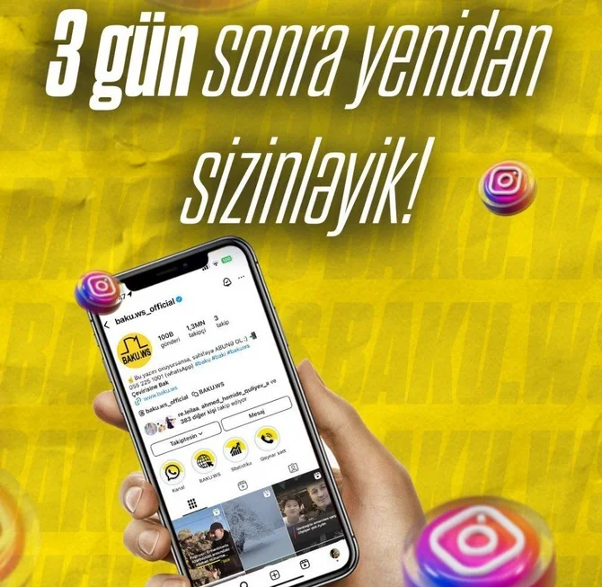 in “İnstagram” səhifəsi 3 gün sonra yenidən sizinlədir