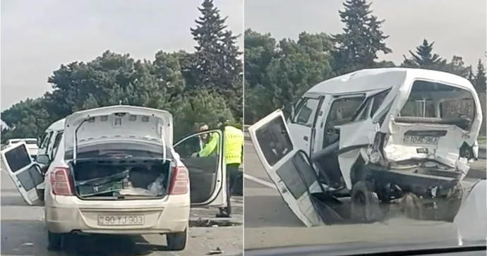 Hava limanı yolunda “Chevrolet” və “Daewoo” toqquşdu VİDEO