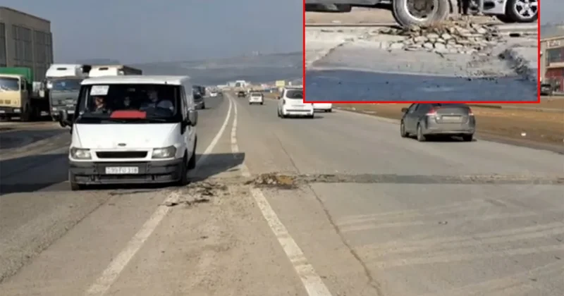 Sürücülərin KABUSUNA çevrilən Lökbatan Meyvəli yolu Maşınlara ciddi ziyan dəyir
