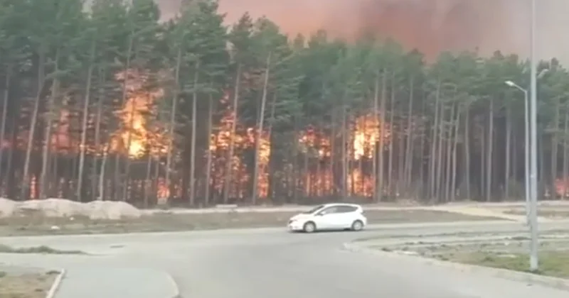 Сильные лесные пожары в России: огонь подошел к домам видео