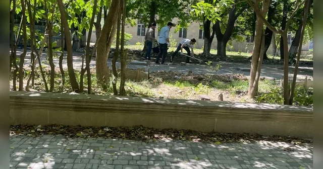 AMEA nın həyətində çayxana tikilir?
