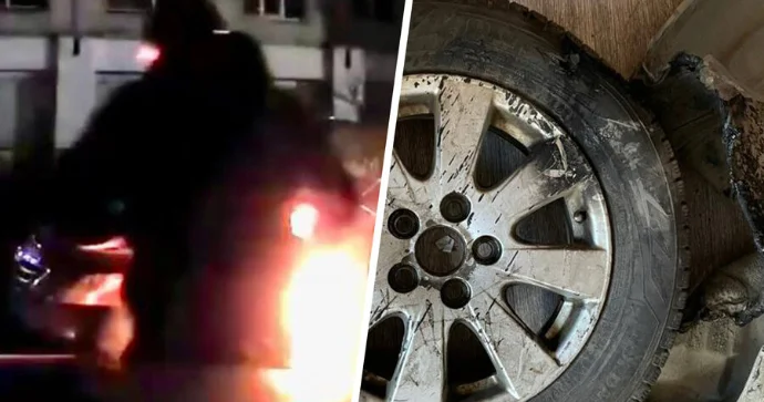 Sərxoş tutub cərimə edilən sürücü yol polisi rəisinin maşınını yandırdı VİDEO