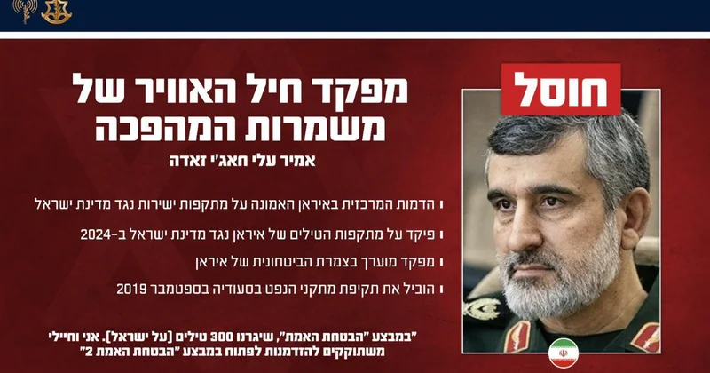 SEPAH Hərbi Hava Qüvvələrinin komandanı Əmirəli Hacızadə İsrailin hücumlarında öldürülüb