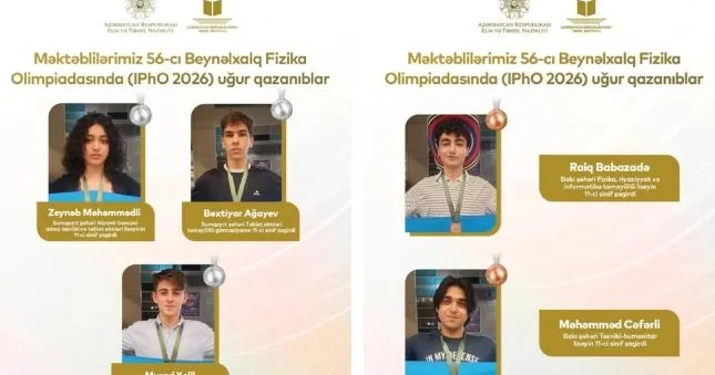 Azərbaycan məktəbliləri Beynəlxalq Fizika Olimpiadasında son 20 ilin ən yüksək nəticəsini əldə ediblər