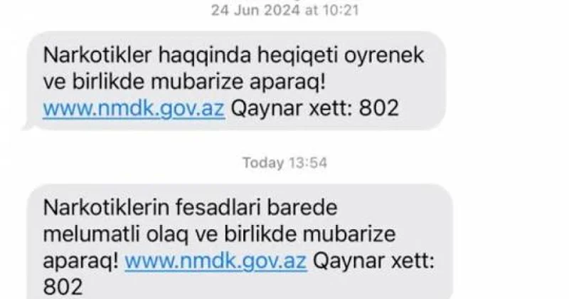 Səkkiz milyondan çox abunəçiyə narkotiklərin fəsadları ilə bağlı SMS bildiriş göndərilib