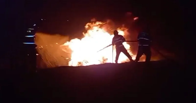На трассе Баку Губа опрокинулся бензовоз, произошел пожар ВИДЕО
