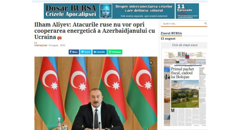Rumıniyanın Bursa nəşrində Azərbaycan Ukrayna münasibətlərinə toxunulub