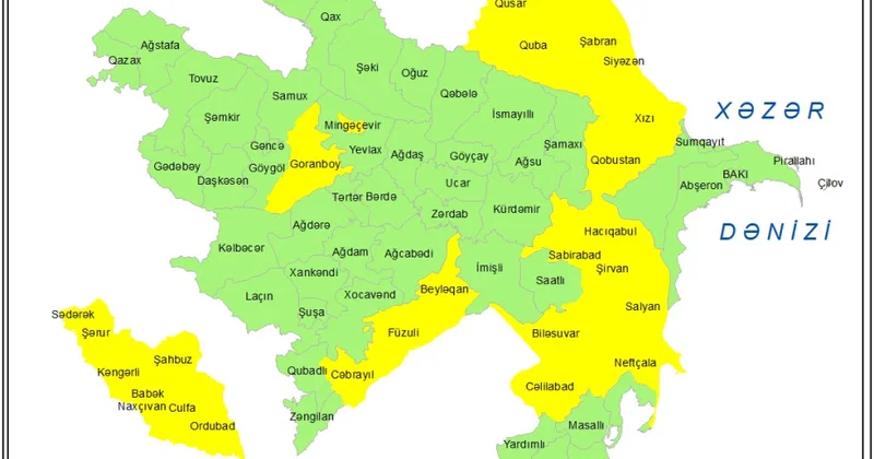 Küləkli hava şəraiti ilə bağlı sarı xəbərdarlıq verilib