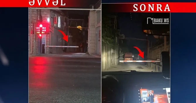 Sökülən şlaqbaum 1 həftə sonra geri qayıtdı Bu dəfə 5 metr içəridə