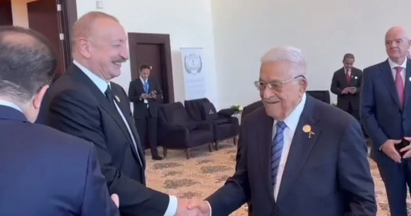 Mahmud Abbas İlham Əliyevi dostcasına salamladı VİDEO