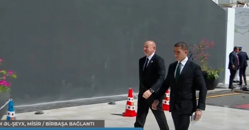 Prezident İlham Əliyev Şarm əl Şeyx şəhərindəki Beynəlxalq Konqres Mərkəzinə gəldi VİDEO