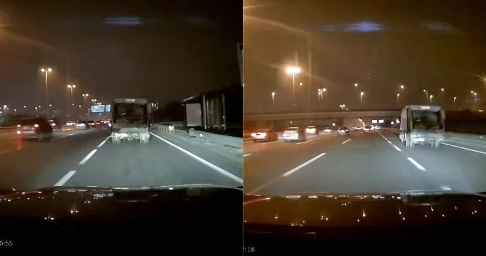 Bələdiyyə işçisi gecə vaxtı zibil maşınını nasaz halda sürdü VİDEO